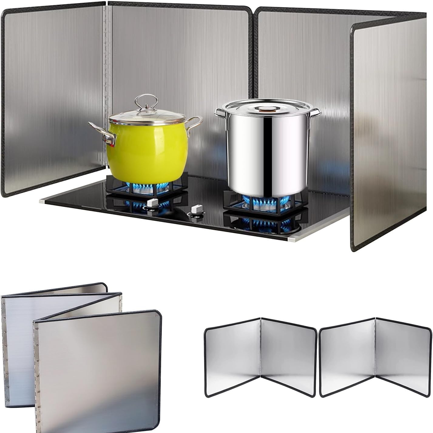 Protection anti-projections d'huile de friture écran pliable inox