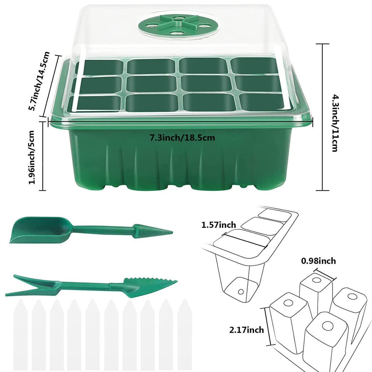 Serra Germinazione,Vassoi di Avviamento per Piantine con 12 Cupole Ventilate per Piante la Semina di Che Crescono,Adatto per Piantare Interni sui Balconi del Giardino (10 PCS-B)