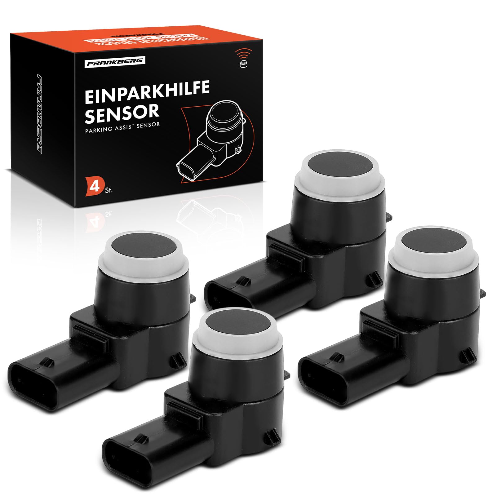 Frankberg 4 sensori di parcheggio anteriori e posteriori 7L5919275B | Compatibile con: Altaea XL 5P5 5P8, E.O.S 1F7 1F8, T.o.u.r.a.n 1T1 1T2, Leone 1P1, C.a.d.d.y III MPV 2CB 2CJ 2KB 2KJ