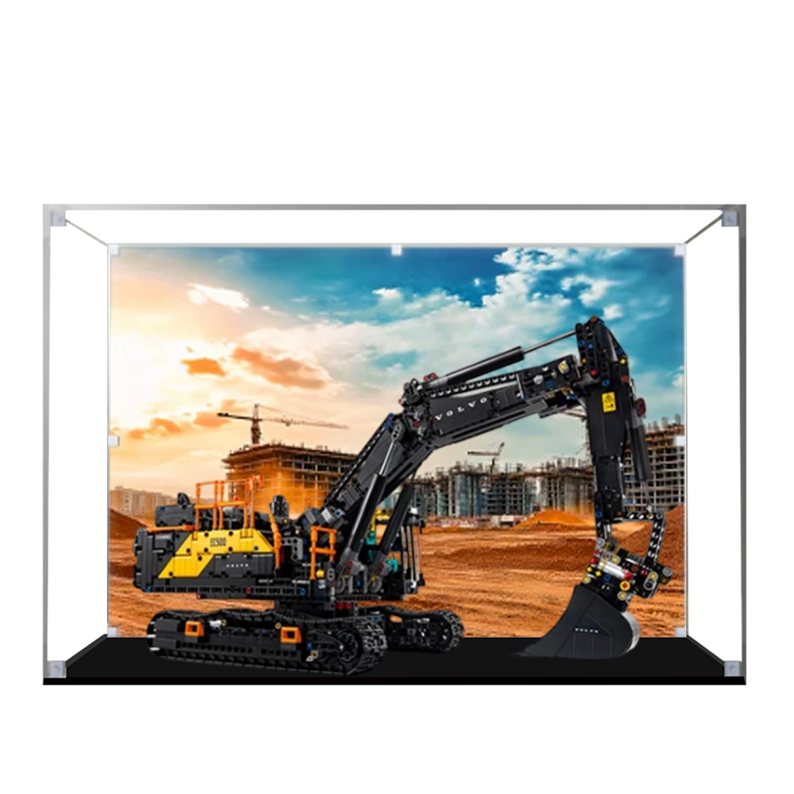 Acrylic Display Case for Lego 42215 Hybrid Excavator Building Set, Dustproof Transparent Box - Only Display Case, Display Box Compatible with Lego 42215 (Back Spray A)