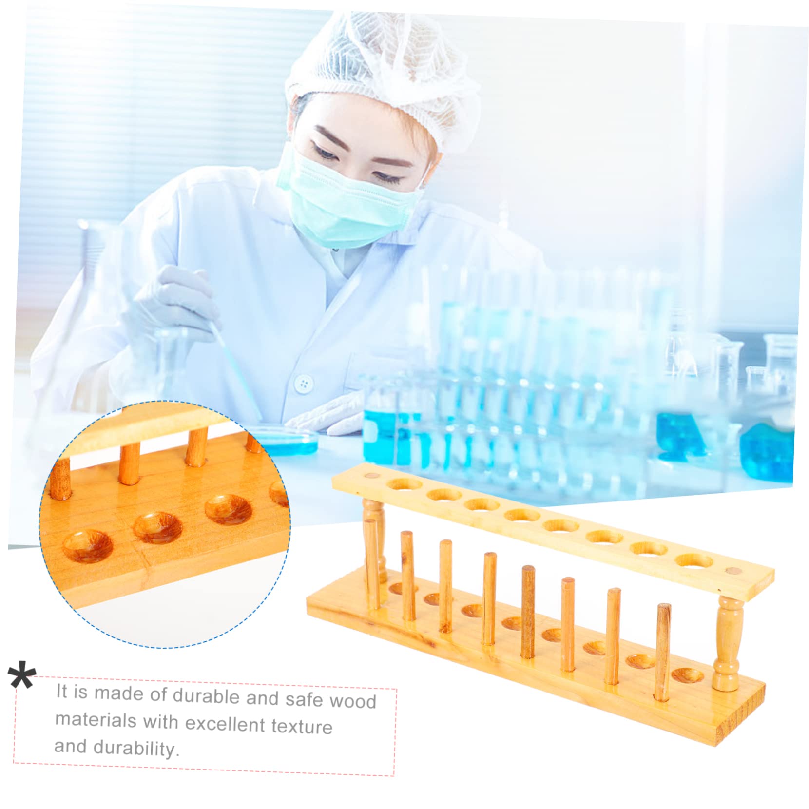 iplusmile 4pezzi Porta Provette Legno Supporto Per Provetta Da Laboratorio Rack Versatile Per Scuole e Istituti Di Ricerca
