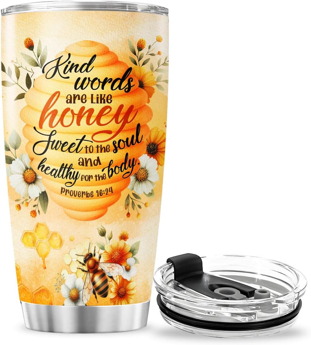 Bee Gifts, Tumbler 20 Oz With Lid And Straw, Always Be Queen Bee - Image 4