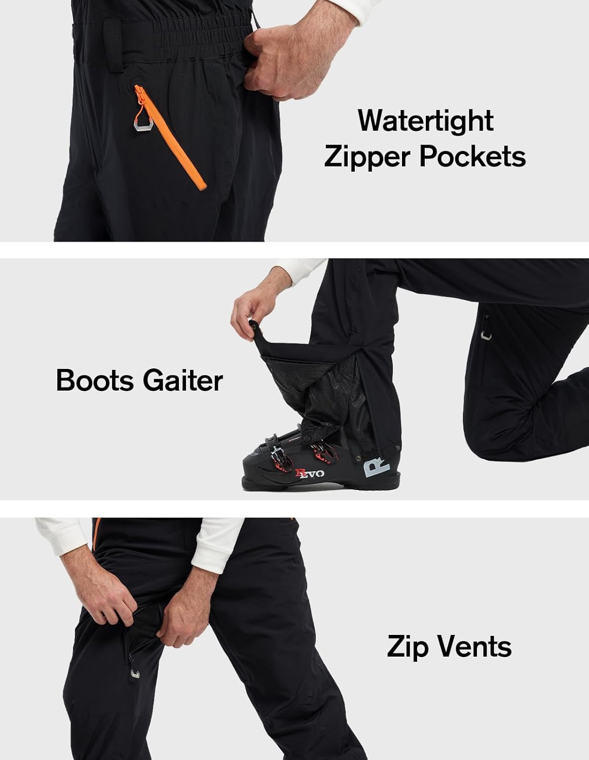 fit space Men's Insulated Ski Bib Overalls Waterproof 15,000mm Winter Snow Snowboarding Pants - Image 5