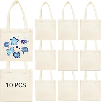 OKBA 8X7.5 Inch Sublimation mini tote bags,Blank Canvas Tote Bags Reusable Grocery Bags, small bags for kids DIY