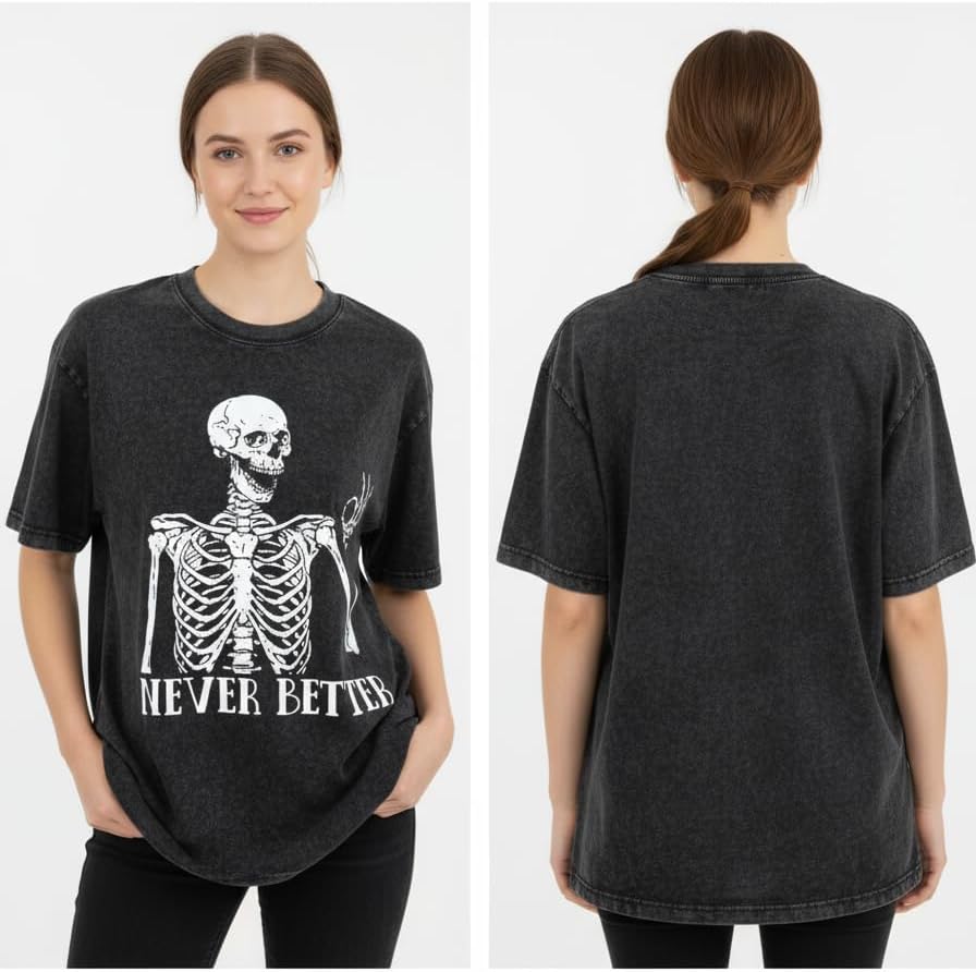Vintage Gym Shirt for Women - Never Better Skeleton Workout T-Shirt - Retro Fitness Tee for Gym, Running, Exercise