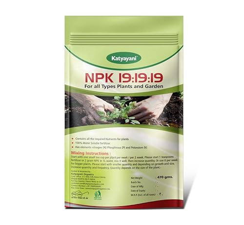 Katyayani NPK 19 Fertilizante de alimentos solubles en agua para plantas de jardín caseras (470 gm1 libra)  100% orgánico  Aumenta la floración y el
