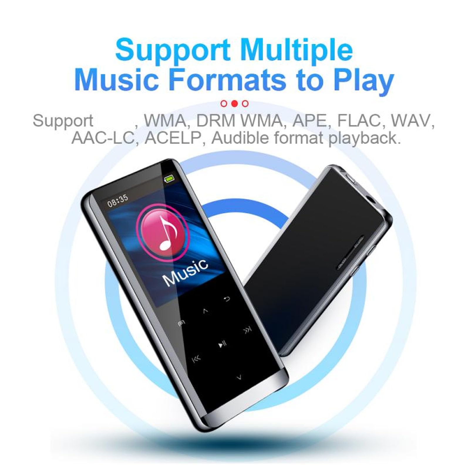Sxhlseller Odtwarzacz MP3 z Dźwiękiem HiFi, Efektem Stereo 3D, Długim Czasem Pracy Baterii i Wieloma Funkcjami dla Miłośników Muzyki (64G)