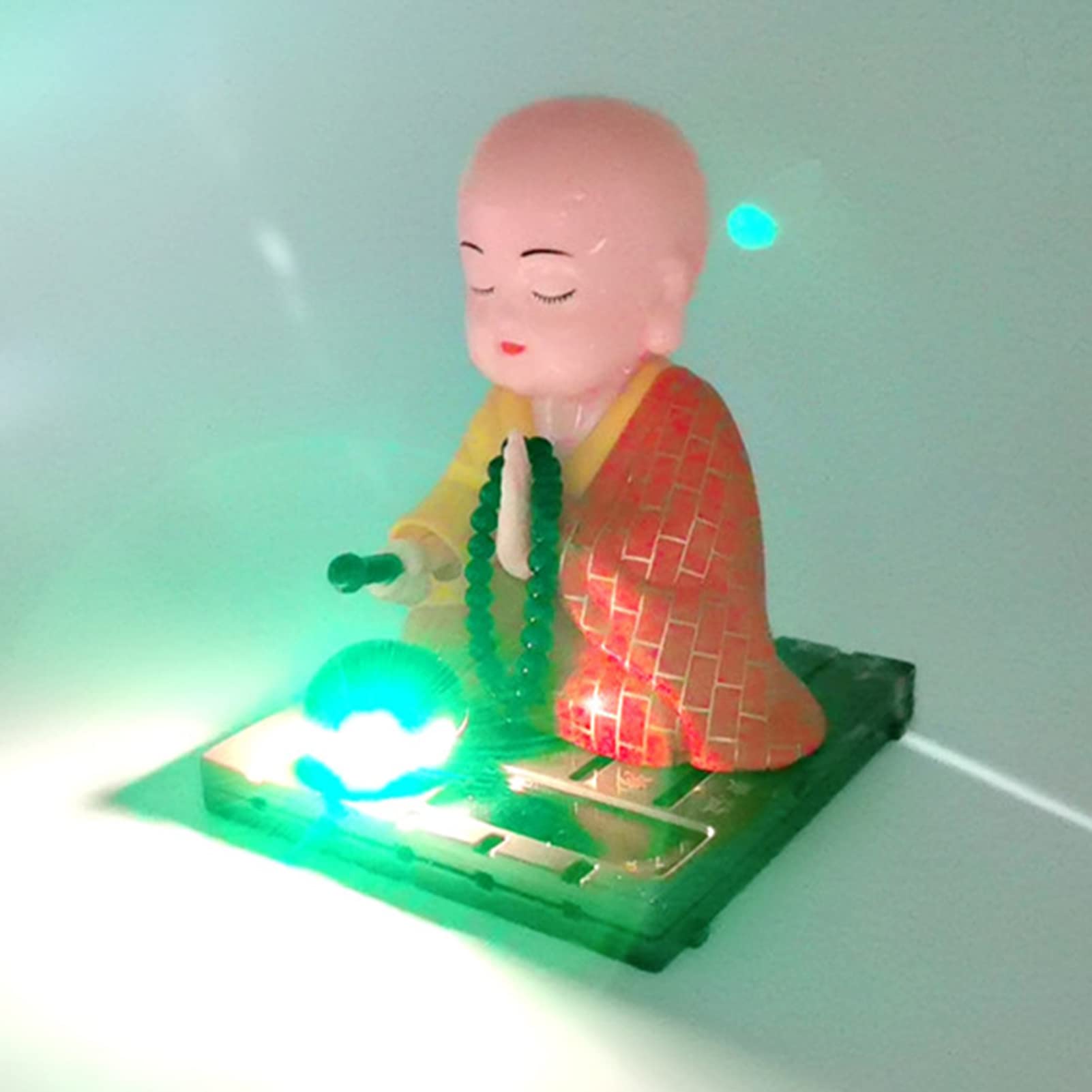 Zzhugyin Figurine de moine dansant à énergie solaire - Décoration d' intérieur de voiture - Moine dansant à l'énergie solaire - Jouet de bureau ou de voiture - Bleu