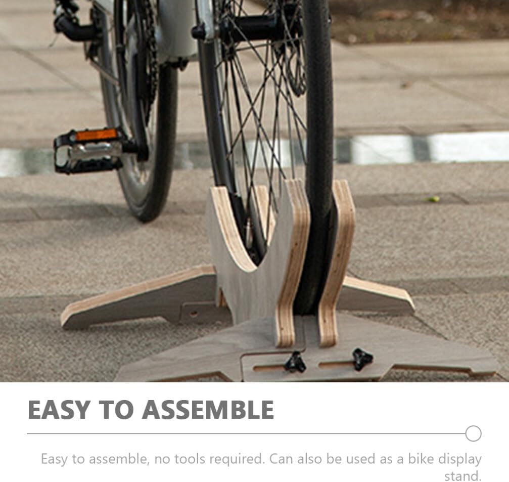 Angoily Bike Floor Stand,Adjustable Wooden Bike Stand Floor Single Bike Stand for Mountain and Road Bike Indoor and Outdoor