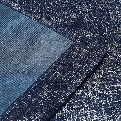 Bujasso Navy Blue Blackout Curtains 84 inch 2 Panels Set Silver Sparkle Patterned Window Curtains Luxury Room Darkening Curtains 85% Blackout Thermal Insulated for Living Room Grommet Top W52 xL84 - Image 3