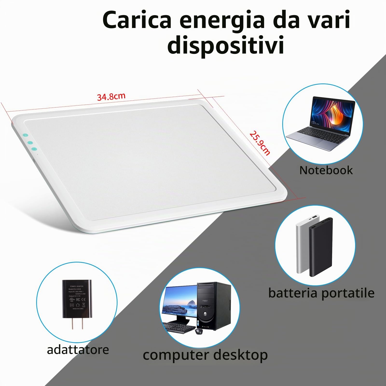 TOHETO A4 Super luminoso Ricaricabile Lavagna Luminosa per Disegnare Alimentato da una batteria al litio da 3500mAh per Weeding Vinyl Tool,Portatile Tracing Light Pad Board Box per Pittura Diamante