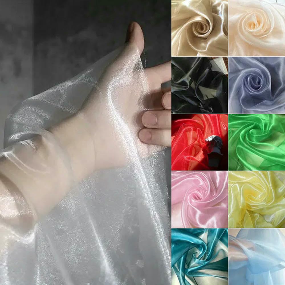 Tela de Organza Voile Transparente de Cristal de 3/5/10 m - Material Ideal para Confeccionar Ropa y Manualidades. Se Vende por Metro.