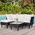 5 Pieces Patio Furniture Sets Outdoor Sectional Sofa Rattan Chair Wicker Conversation Set for Outdoor Backyard Porch Poolside Balcony Garden Furniture with Coffee Table,Khaki Cushion