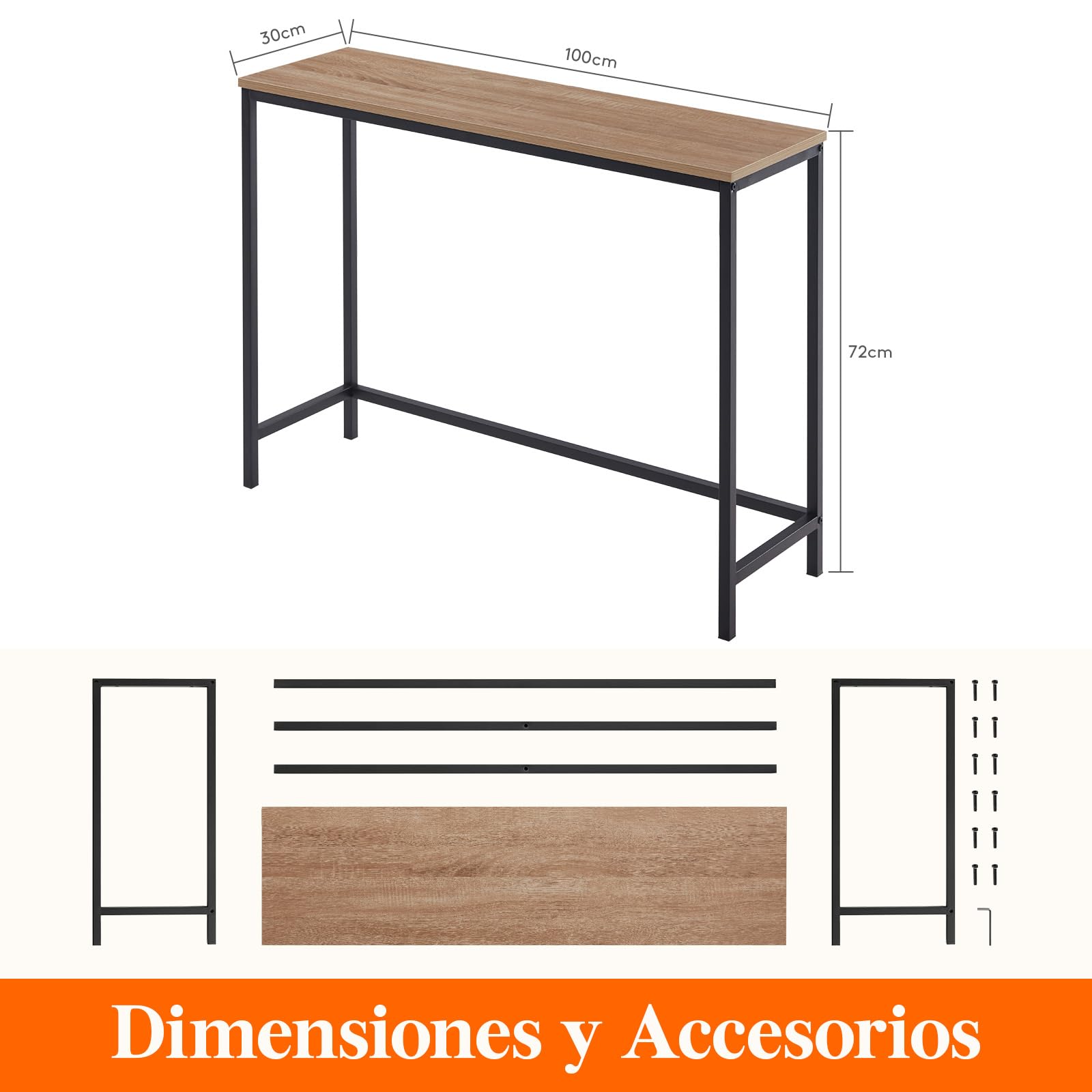 Lifewit Consola Recibidor 100 cm, Mueble Entrada Recibidor con Estructura Metálica, Consola Entrada para Pasillo Despacho, Mesa, Dormitorio, Roble Gris