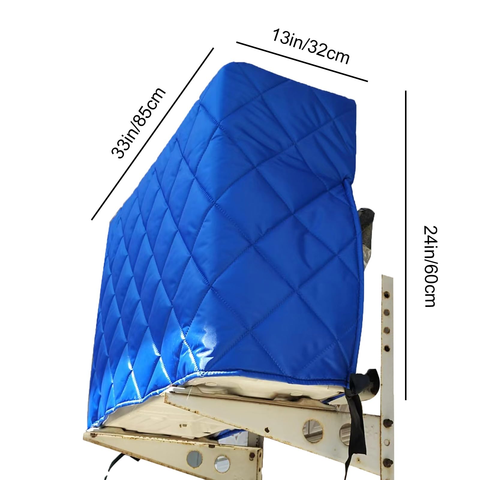 Funda Aire Acondicionado Exterior, Manténgase Caliente Cubre Aire Acondicionado Exterior, Algodón Grueso, Impermeables, Ignífugas, Lavables y Fáciles de Instalar(Blue,33x13x24in/85x32x60cm)