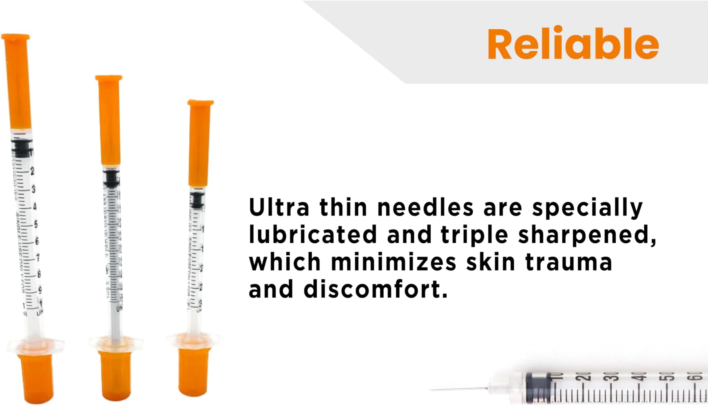 BH Supplies Insulin Syringes U-100 29G 1ml/cc 1/2" (12.7mm) Pack of 100 Pcs