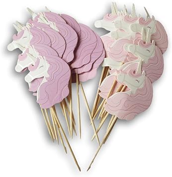 Unicorn Treat Topper Picks - Decorate 25 Cupcakes or Other Treats with Colorful Picks