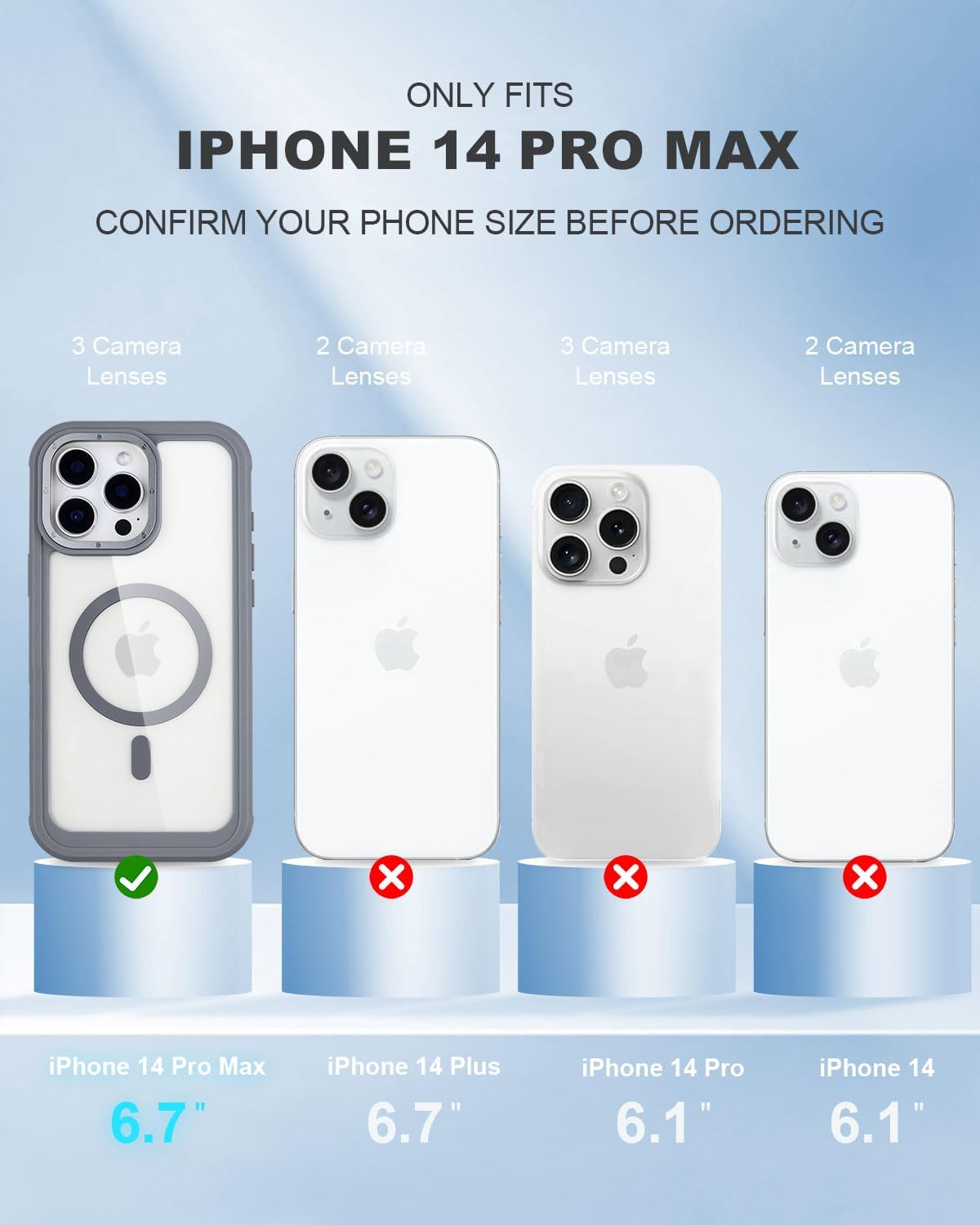 Defender for Clear iPhone 14 Pro Max Case with Belt Clip Holster, Compatible with MagSafe, Anti-Yellowing, Full-Body Phone Cover for iPhone 14 Pro Max Case (Clear & Grey) - Image 2