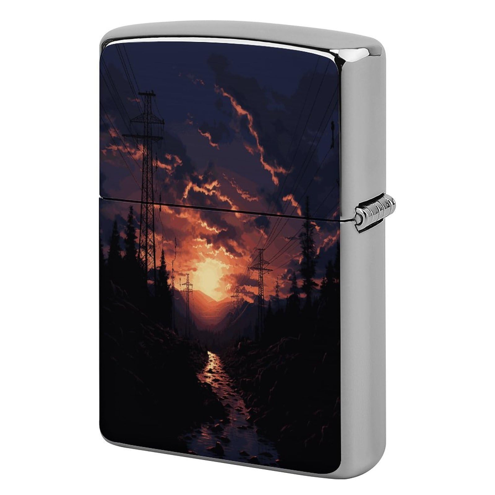 Fodpand Style Dusk Scenery Metal Lighter Case Cover Lighter Sleeve