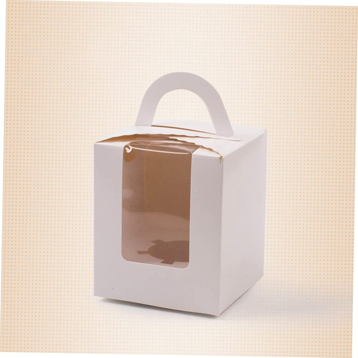 24pcs Transparent Window Cupcake Boxes with Inserts Cake Packing Carrier Box for for Home Bakery Space-saving Folding Design
