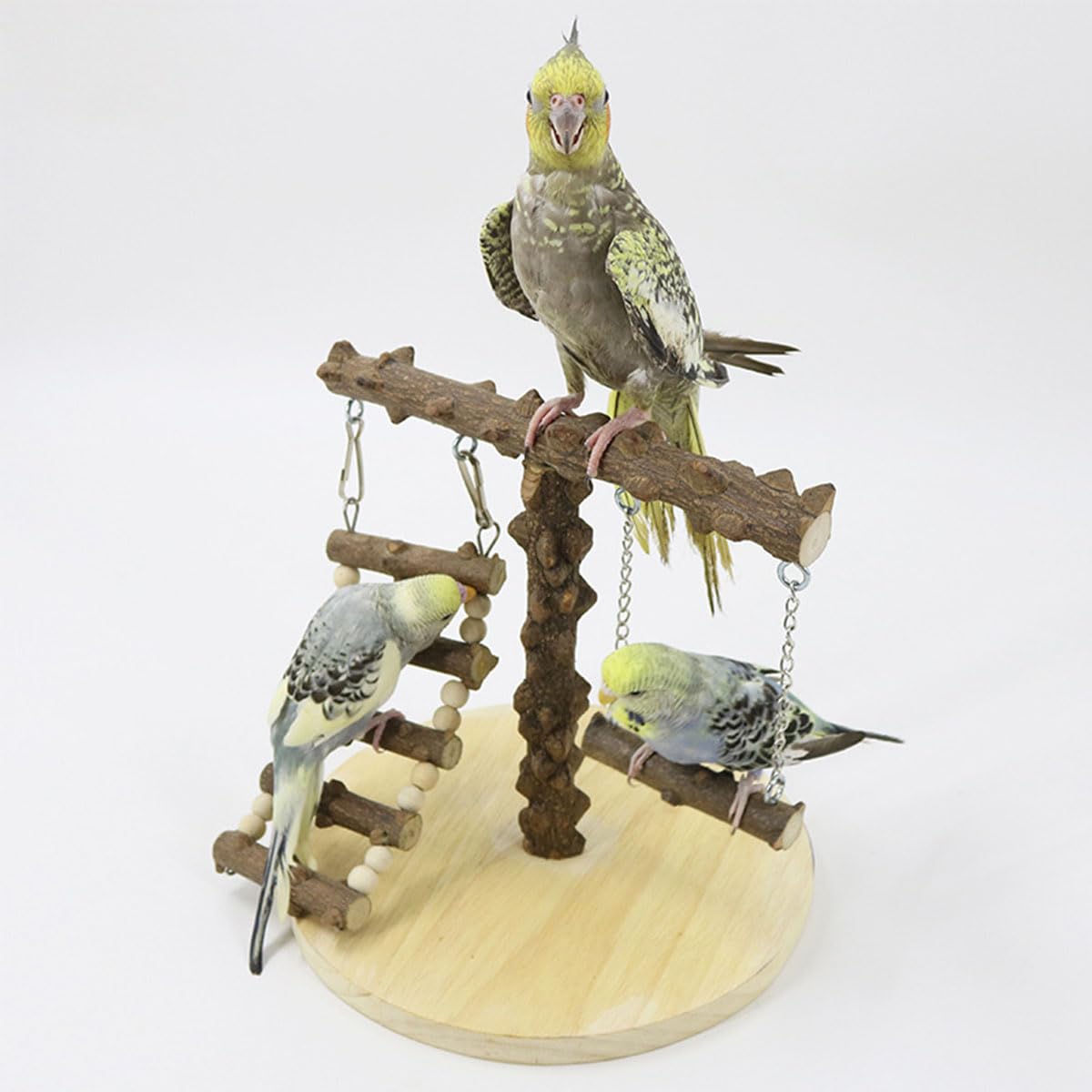 ZYYRSS Wooden Bird Playground, Bird Stand for Parrots Parakeets, Cockatiels & More, Natural Wood, Stable & Portable - Image 4
