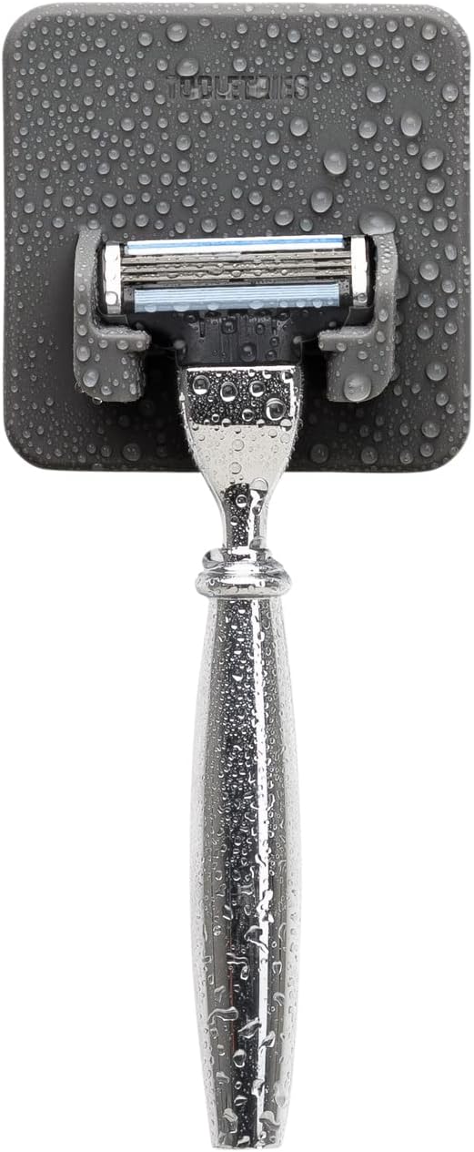 The Mason Razor Holder - Secure & Safe, Silicone Toiletry Organizer, Shower & Bathroom Accessory - Features Silicone-Grip Technology, Removable & Reusable - Charcoal