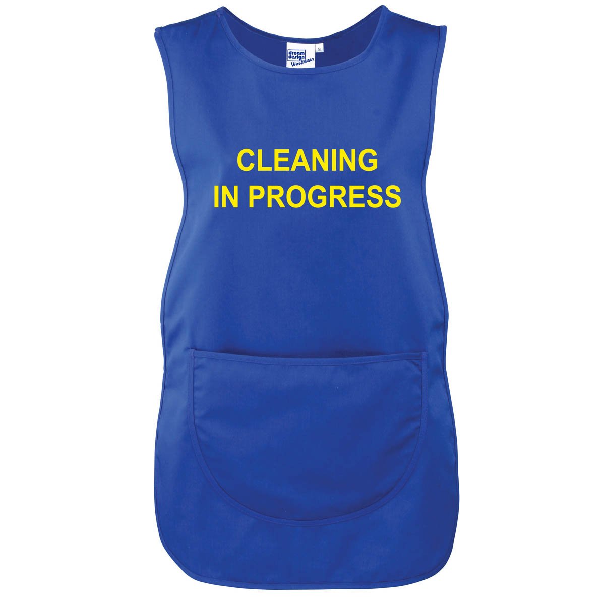 Workwear World Unisex Royal Ww173 'Cleaning In Progress' Front/Back Printed Text Cleaning Housekeeping Tabard In Blue (, M)