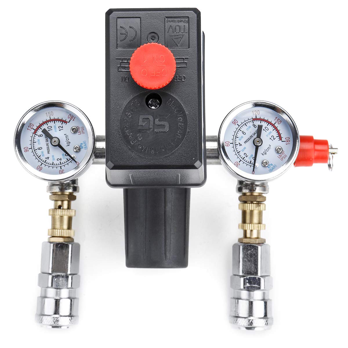 YONGYAO Válvula de Control del Interruptor de presión del compresor de Aire de 220V Manómetros del regulador del múltiple
