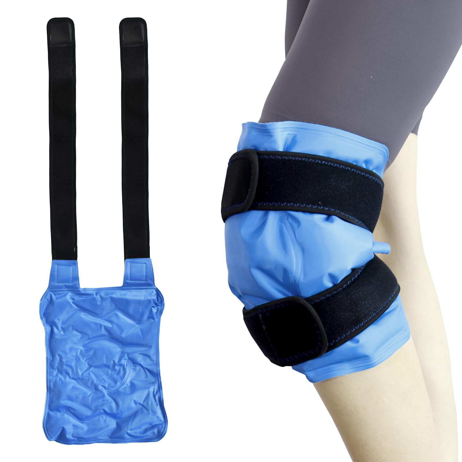 Bolsa Hielo Reutilizable, Bolsas Gel Frio con Correas, Envoltorio de Gel Frío, Bolsas Gel Frio Reutilizables, compresa caliente o fría, para Lesiones en las Piernas, Hinchazón, Esguinces