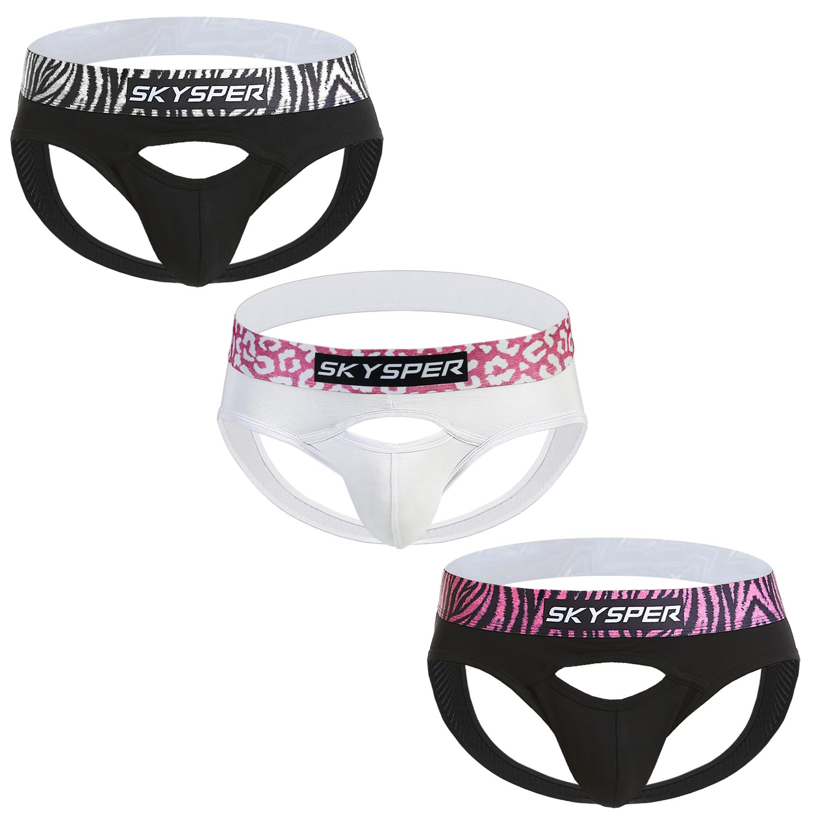 SKYSPER Men's Jockstrap Breathable Mesh 2pcs 3pcs 4pcs Jock Strap Male Underwear, Athletic Supporters for Men