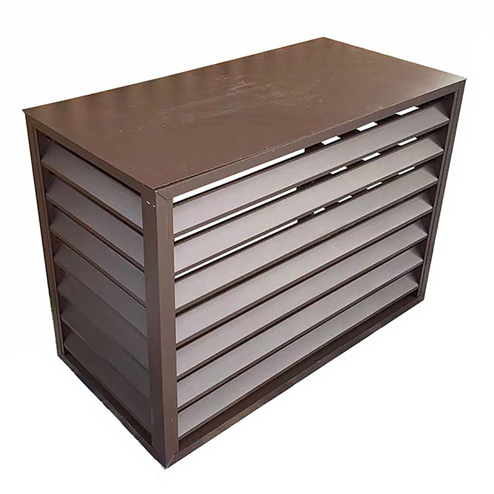 Outdoor Air Source Heat Pump Cover Condenser Protective Aluminum Mini-Split Condenser Cover Ideal for Plant Stand and Concealing Ac Unit (4sides-Coffee,110x60x80cm)