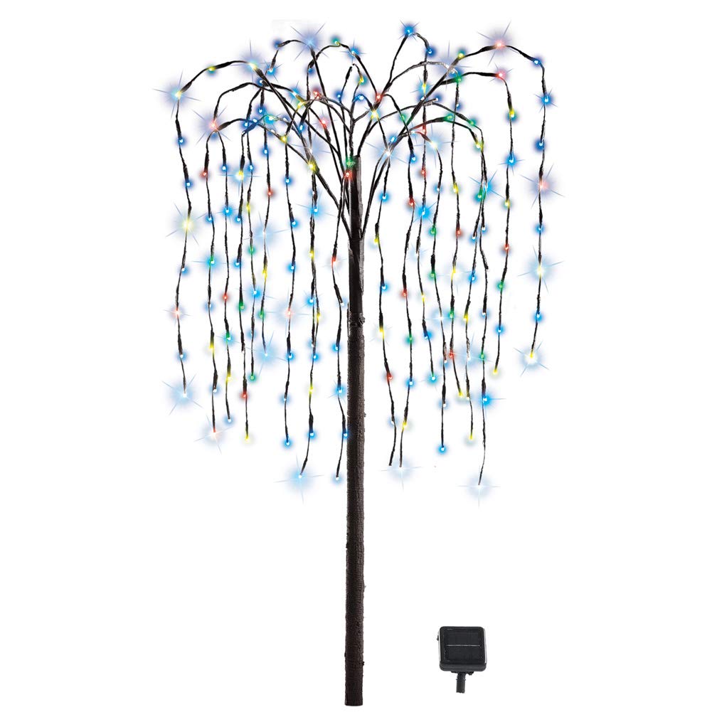 Collections EtcLED Solar Willow Tree, Outdoor Solar Tree with Colorful Solar-Powered Lights with Adjustable Branches, Multi Color Lights