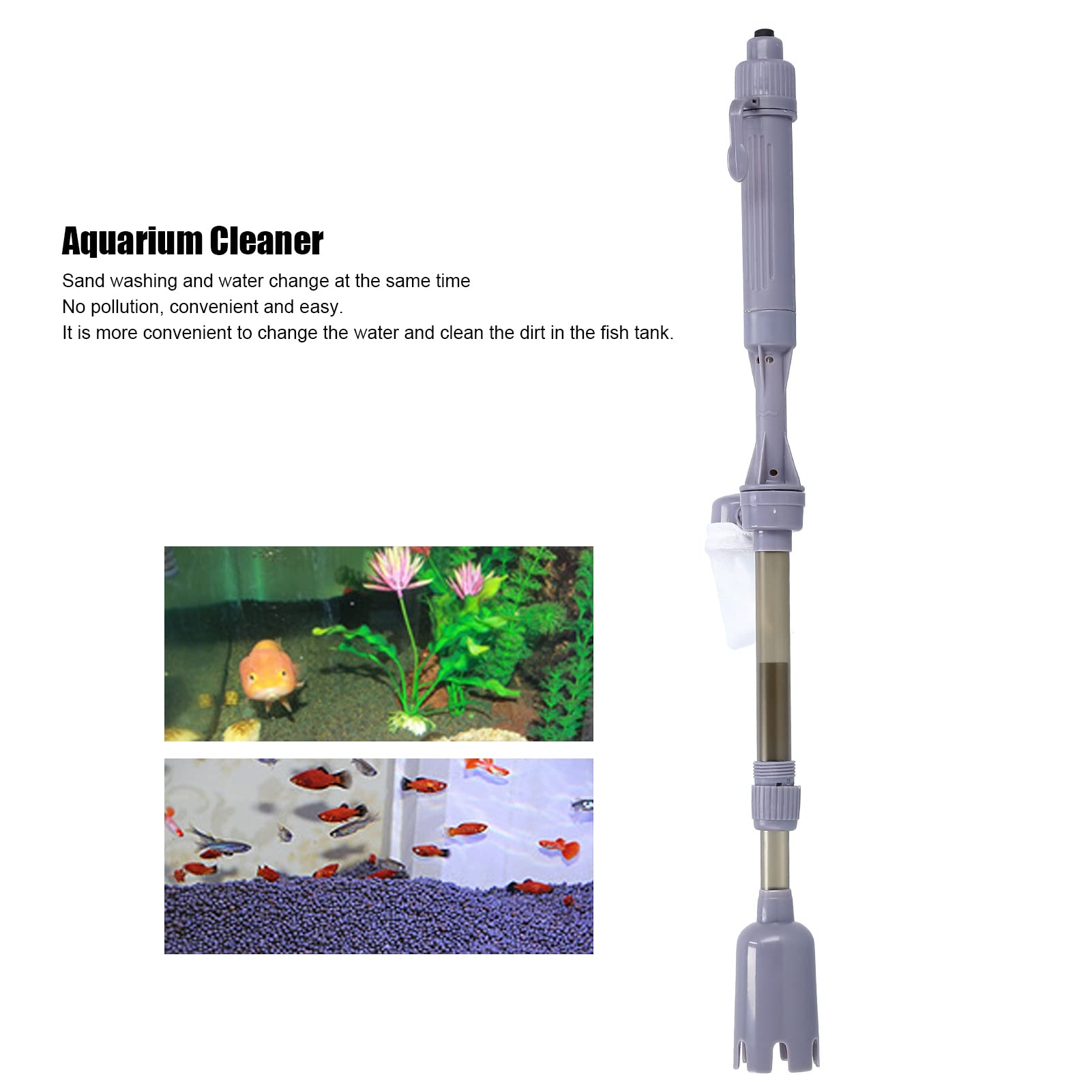 Electric Aquarium Gravel Cleaner, Automatic Fish Tanks Cleaning Tool Set 3 in 1 Electric Automatic Removable Vacuum Water Changer Sand Algae Cleaner Filter Changer