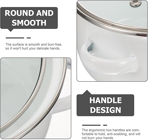 Miniatura 7 de Yardwe Juego de 3 ollas esmaltadas con tapa, olla de cocina retro floral a fuego lento, olla de sopa de esmalte profundo para restaurante casero