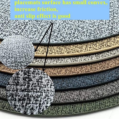Wazaigur Washable Wipeable Waterproof Heat Resistant Faux Leather Placemats Set Of 6,Pu Palce Mats For Indoor And Outdoor,Easy To Clean Table Mats,Blue-Grey #TOP4