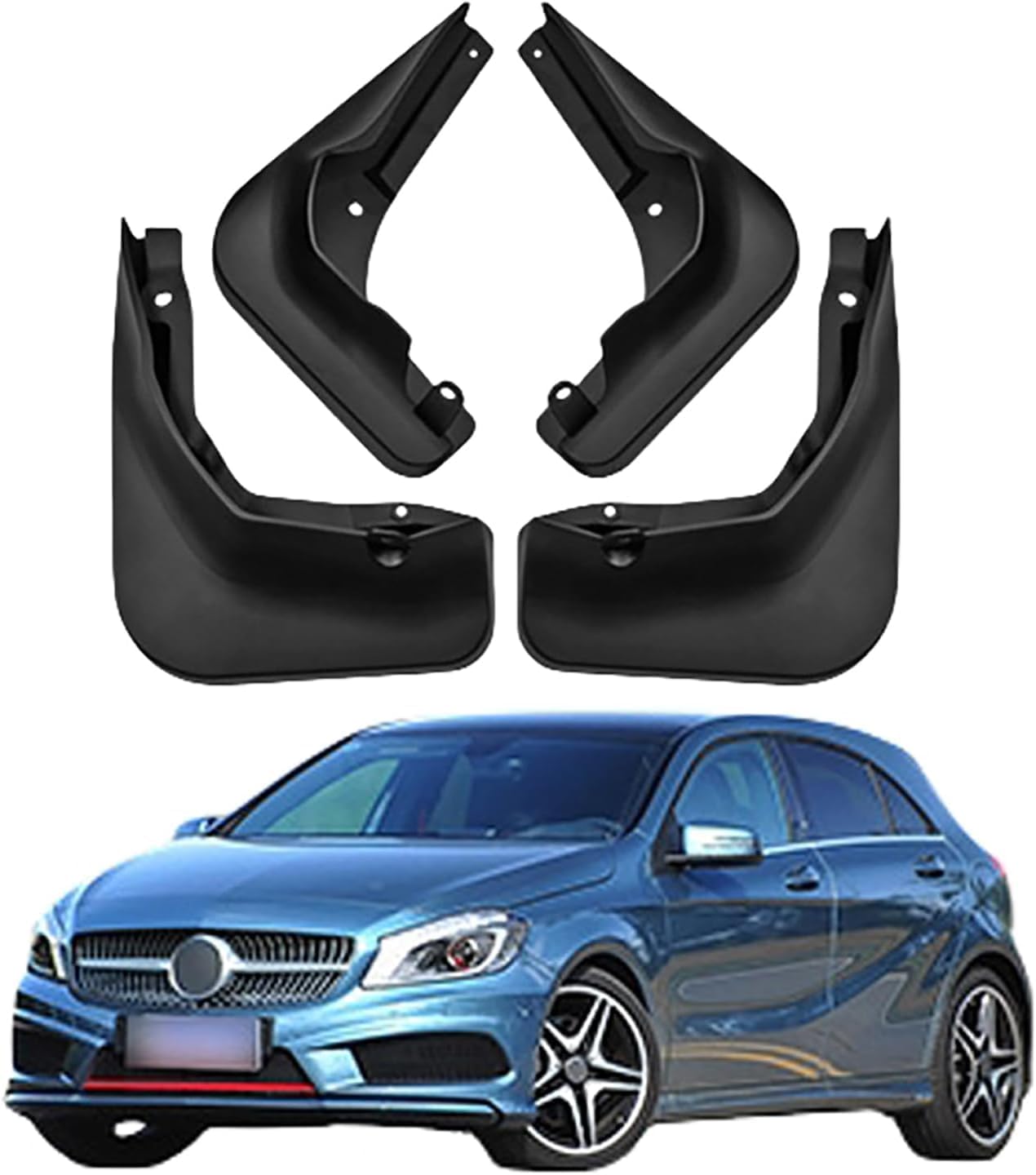 RSCBB 4 Pcs Car Mud Flaps Splash Guards for Mercedes-Benz A Class (Hatchback) 2013-2018, Easy Installation Mudguards Front Rear Mud Flaps Splashproof Waterproof Car Accessories