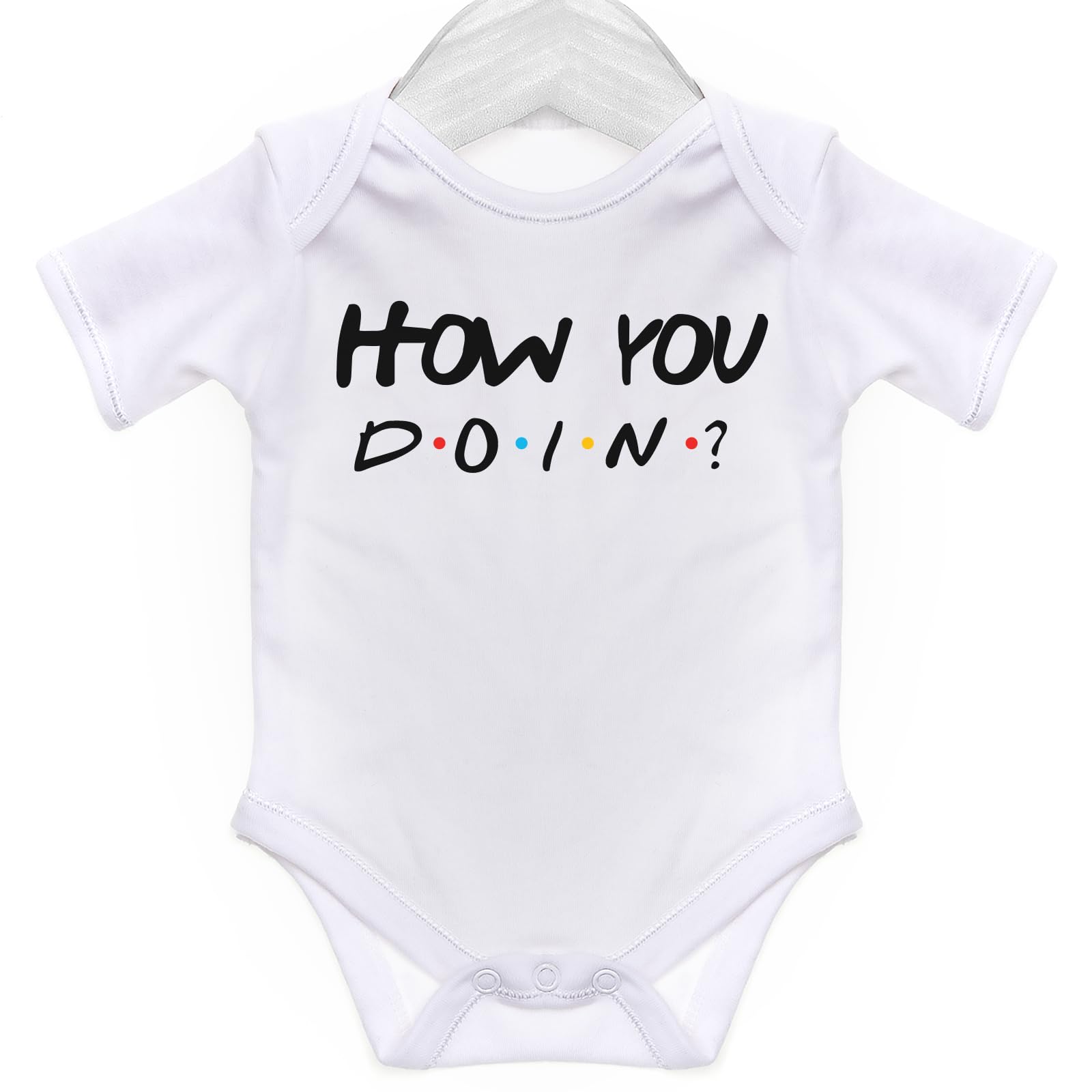 Art Hustle Men's White How You Doin? / Baby Grow For Baby Boy Or Girl ( - 0-3M)