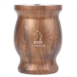 Cuia Térmica Amadeirada Mate Chimarrão Tererê De Aço Inox X-Matte