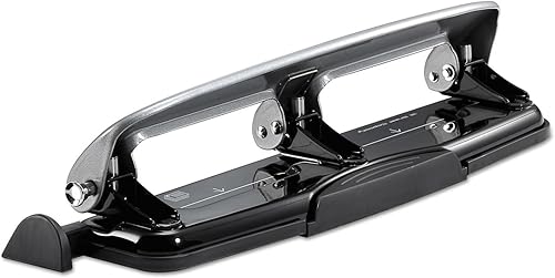 Miniatura 4 de Bostitch Oficina inPRESS 12 Perforadora de tres agujeros de esfuerzo reducido, plata/negro (2101)