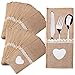 40pcs Porte-Couvert en Toile Jute et Dentelle Sac à Couteaux Table Pochette Poche à Couverts Accessoire de Vaisselle Fournitures Décoration de Table Vintage pour Soirée Repas Fête Mariage 11*21cm