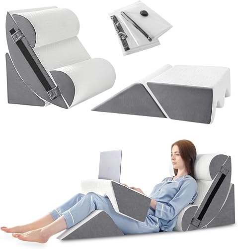 Juego de 6 almohadas ortopédicas de cuña para dormir, espuma poscirugía para el cuerpo, alivio del dolor de espalda y piernas, almohadas de apoyo