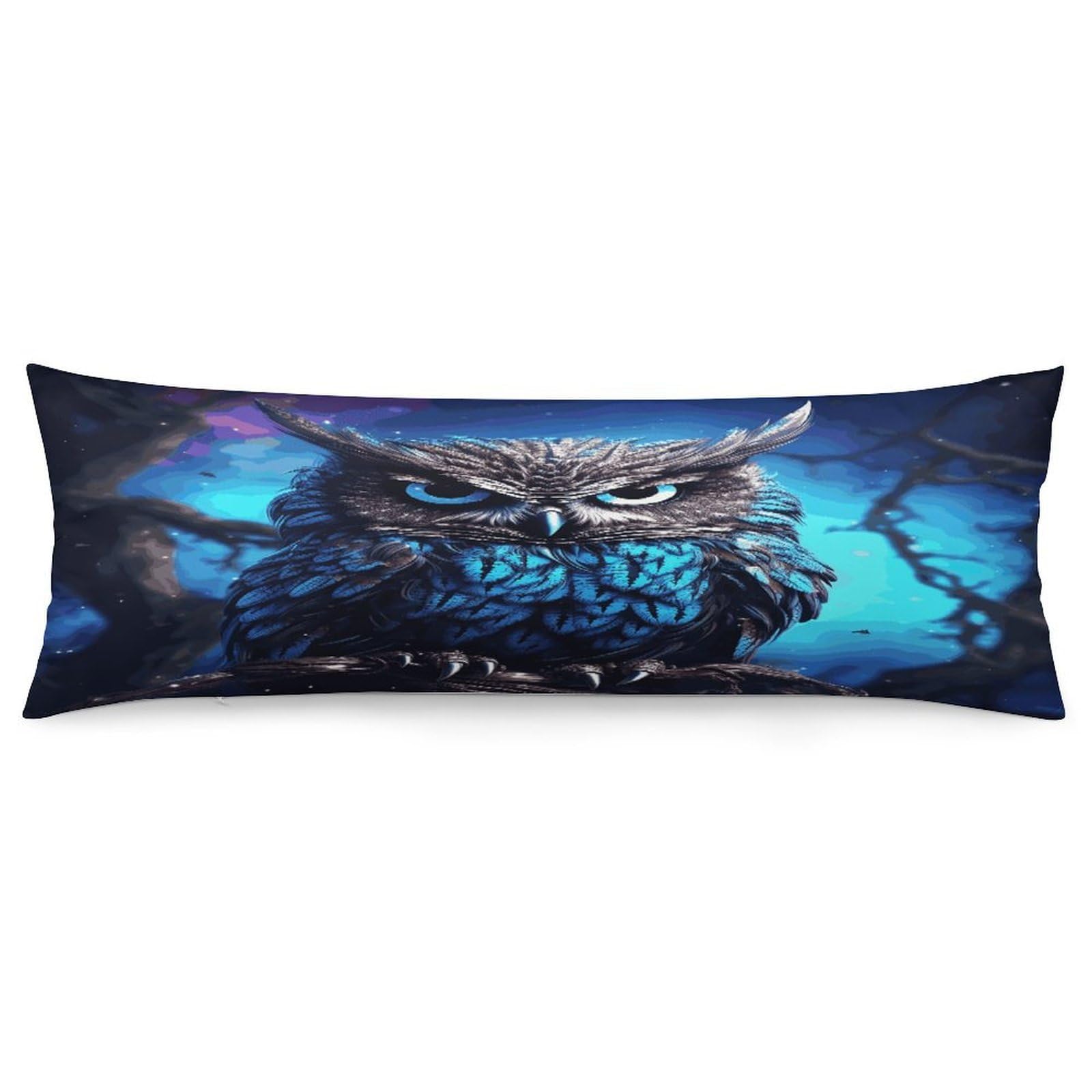 Blue Owl Body Pillow Cover Soft Full Long Pillow Cover Decorative Large Pillow Case Cozy Body Pillow Pillowcase Pillow Shams for Bed Sofa Couch Room Decor 18.9 X 53 Inch