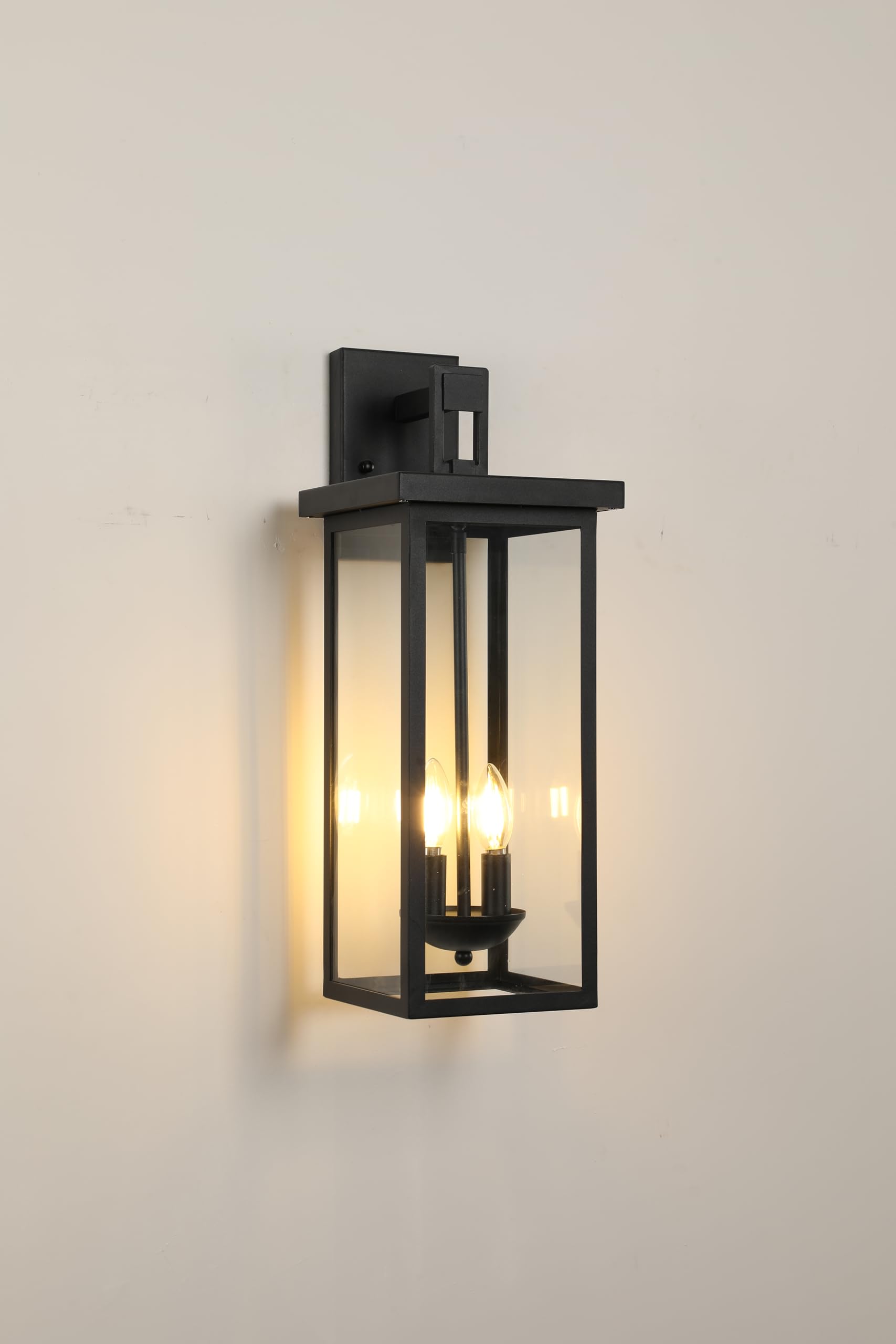 VDOQTLJT Dusk to Dawn Sensor Outdoor Wall Lantern Matte Black Finish Dual Bulb Design Weatherproof for Porch and Patio