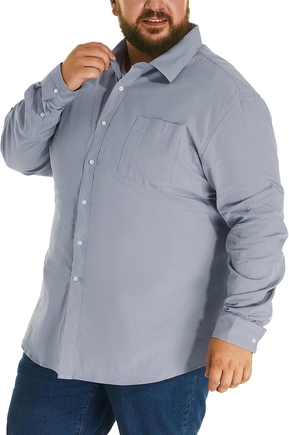 HOdo Big and Tall Mens Cotton Button Down Shirt 3XL-6XL - Image 7