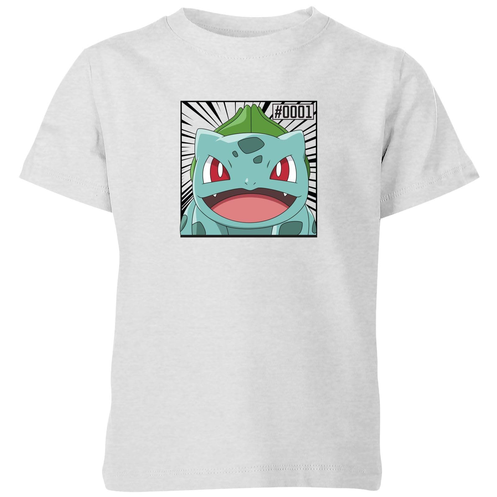 Zavvi Unisex Kids Grey Official Pokémon Pokédex Bulbasaur #0001 Kids T-Shirt - Ys