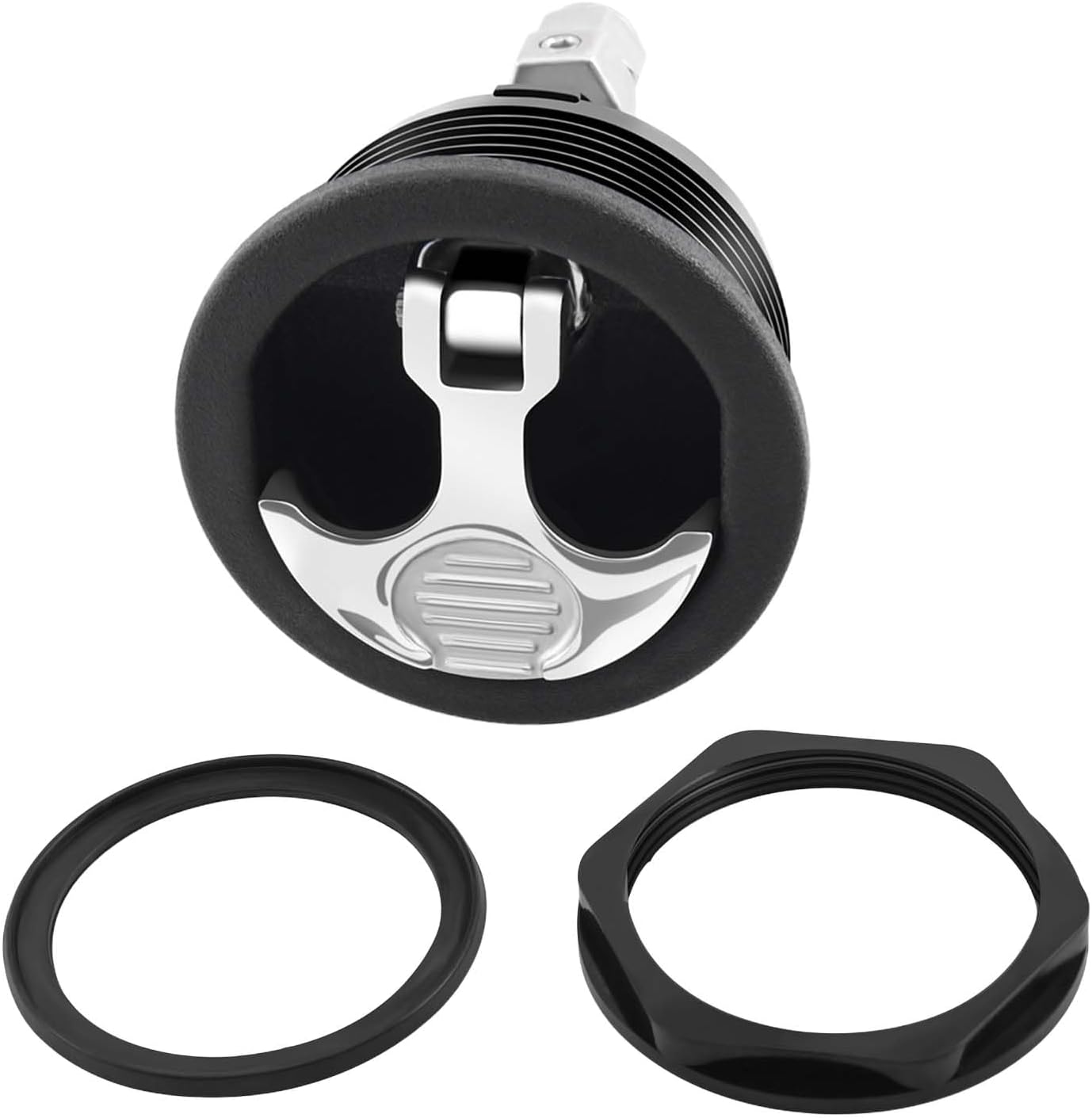 Upgrade Version 2-1/2 Inch T Handle Boat Latch Nylon Boat Hatch Latches with Stainless Steels Offset Cam Bar and Handle,Black Cam Latch for Boat Deck Hardware (Non Locking)