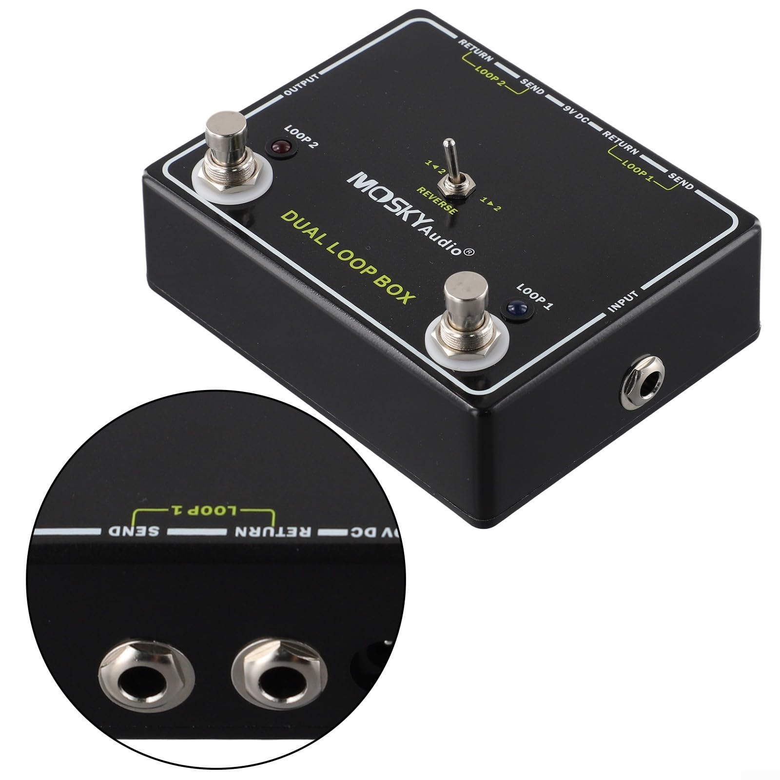 Pedale Loop Doppio Canale Chitarra 9V 1000mA Silenziosa | Doppio canale loop, alimentazione 9V 1000mA, commutazione silenziosa, ideale per chitarre elettriche