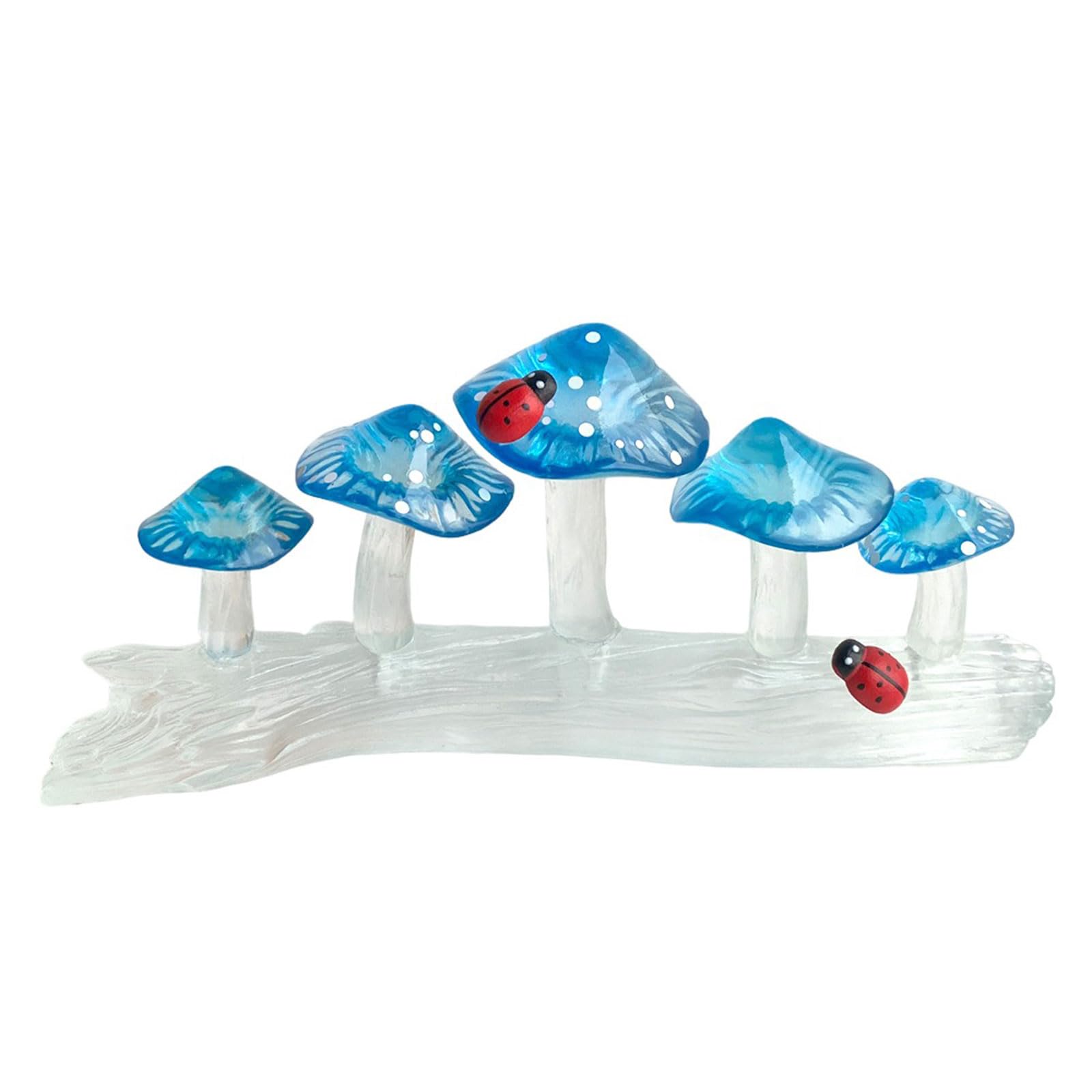 Jazuaiao Colorful Mushrooms on Tree Stump Resins Miniature Figurine Collectible Ornament for Home Desktop and Landscape Decors Colorful Mushroom Figurine