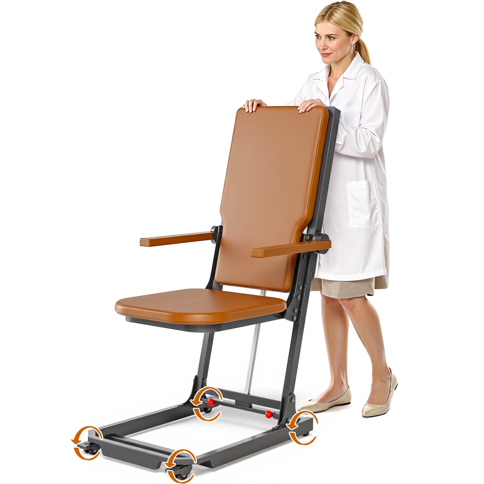 Electric Chair Lift Indoor Movable Floor Lift for Elderly Falls, Lift Chair Devices to Lift Elderly Off Floor with 4 Wheels, Max Capacity 400 Lbs