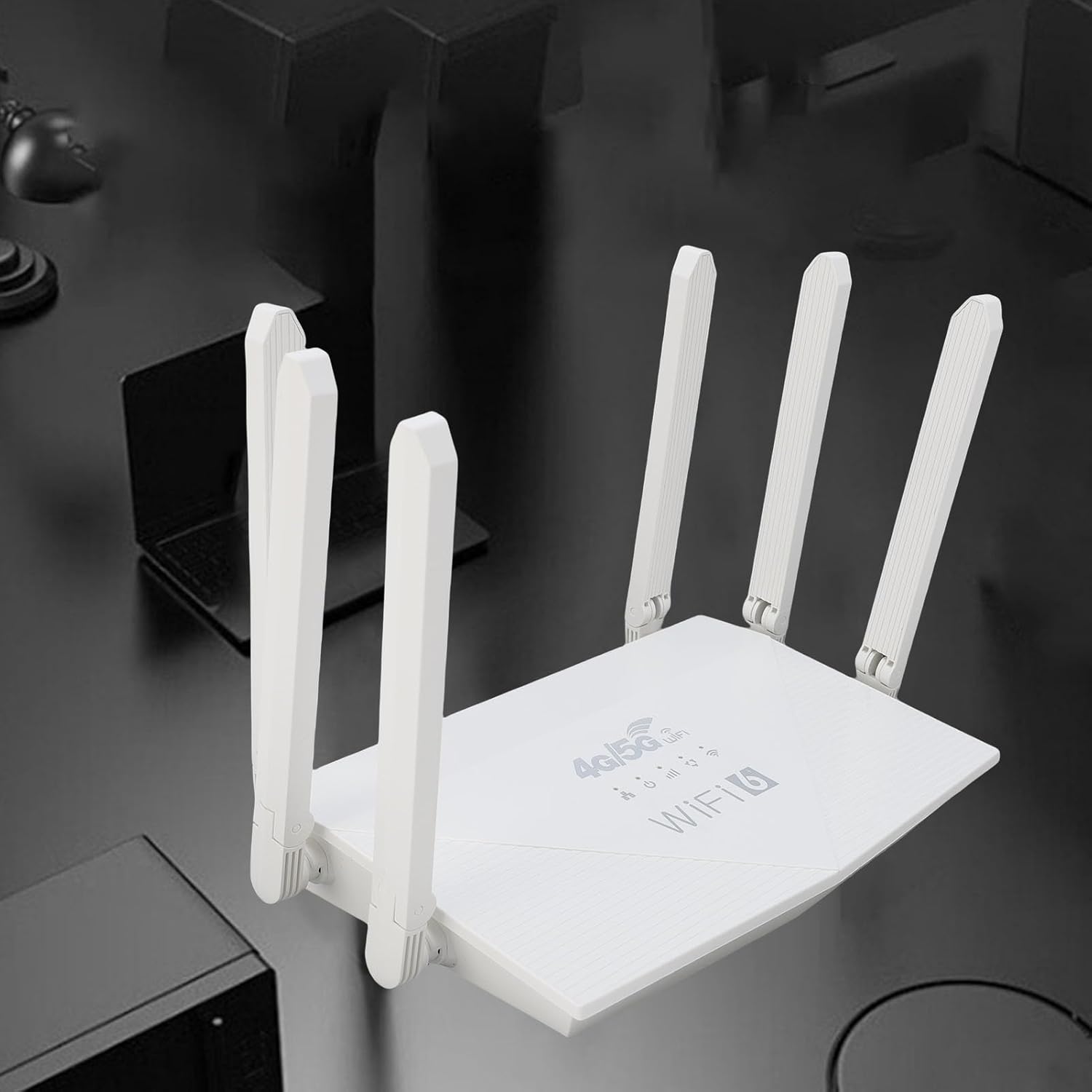 Į viršų view of the Jectse WiFi 6 Router with 6 antennas
